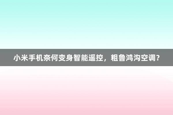 小米手机奈何变身智能遥控，粗鲁鸿沟空调？